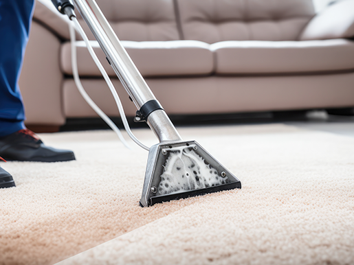 Carpet cleaning machine in use