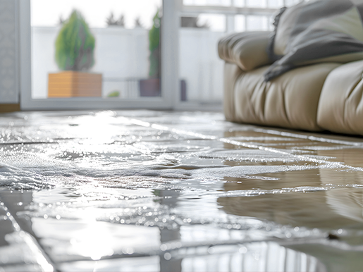 Flooded living room floor restoration